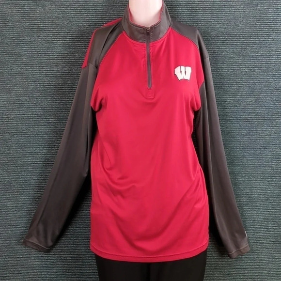 Wisconsin Badgers Long Sleeve Tee Shirt, Zip Up Mock Neck For Kitty Rescue! - Picture 1 of 9